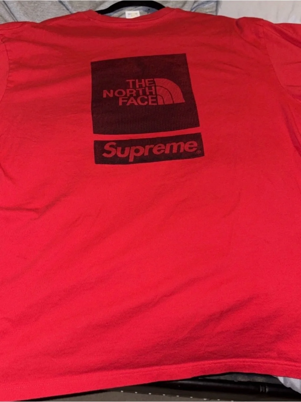 The North Face Red Short Sleeve Tee with Black Logo